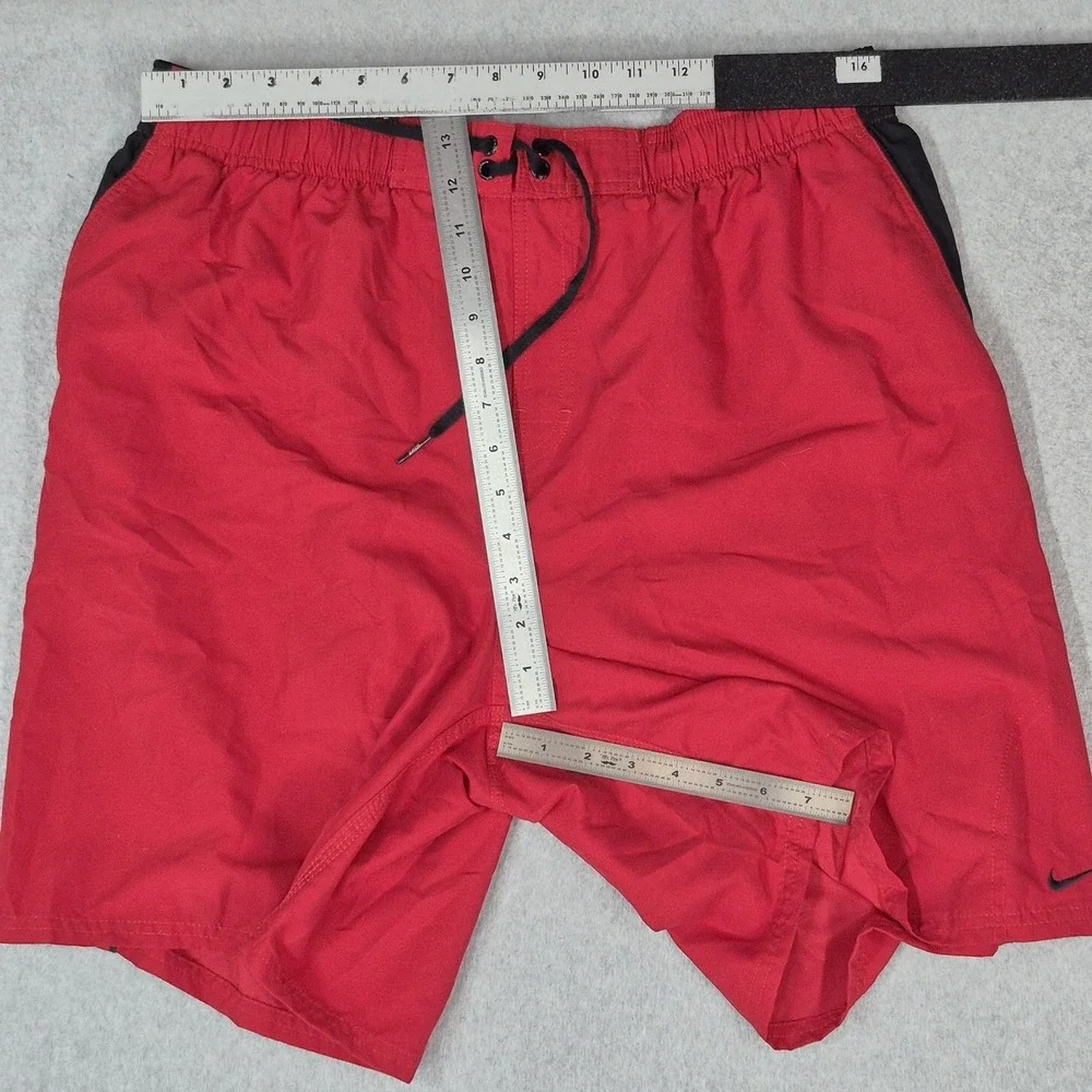 Nike Men Swimwear XXL Red Swim Trunks Logo Swoosh Embroidered